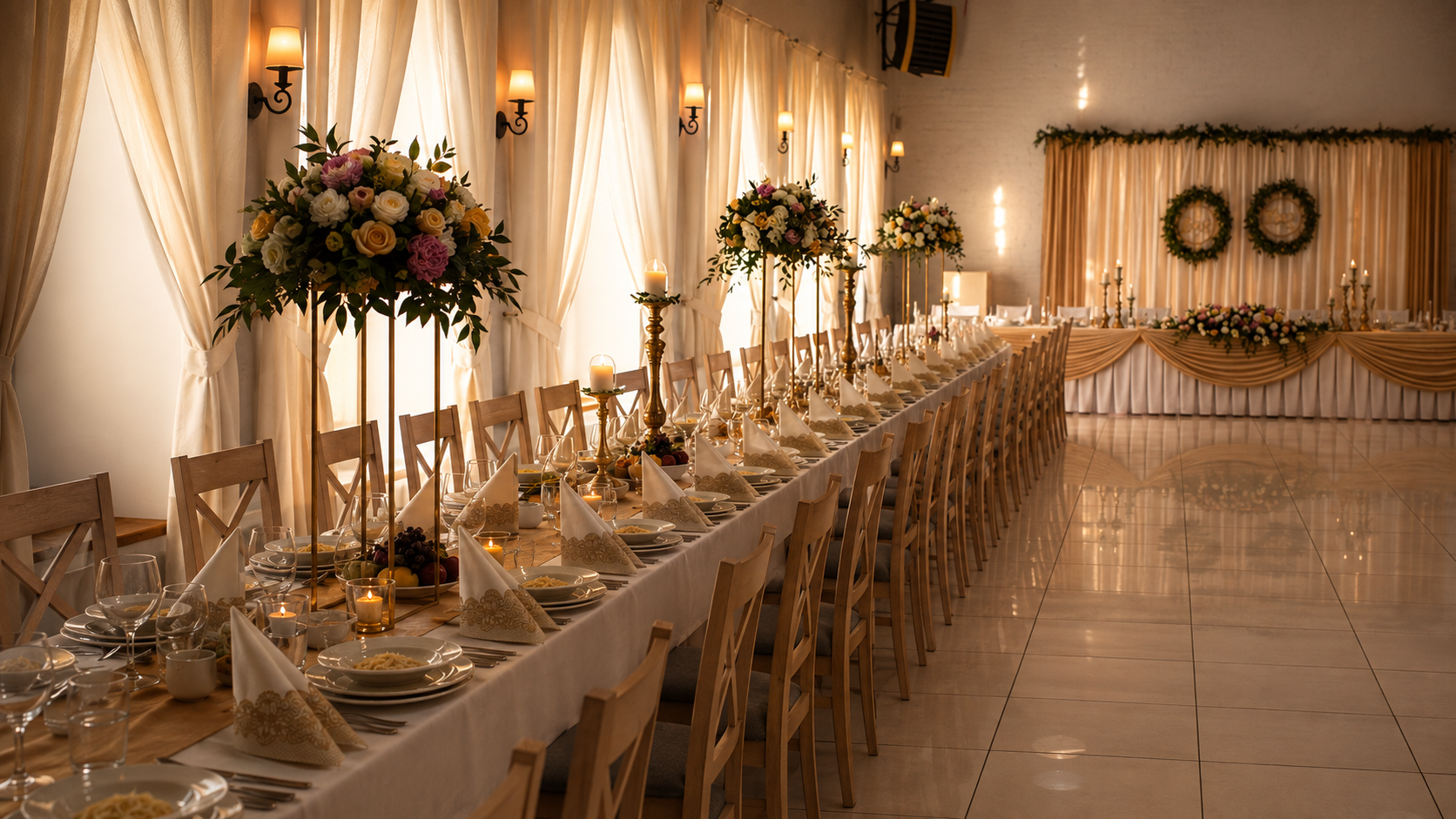 Elegancka sala Biały Fortepian
